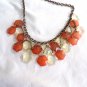 Six Sided Cut Beads Burnt Orange and Yellowish Color Necklace (BD2)