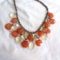 Six Sided Cut Beads Burnt Orange and Yellowish Color Necklace (BD2)