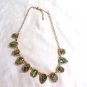 Faux Paua Shell Stone with Gold Tone Chain Necklace (BD2)