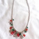 Christmas Charm Necklace Bells, Christmas Trees, Red and Green Beads, Silver Chain (BD2) Christmas Charm Necklace Bells, Christmas Trees, Red and Green Beads, Silver Chain (BD2)