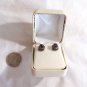 .925 Sapphire Druzy Quartz Cut Rectangle with Gold Trim Pierced Earrings in Case (BD2)