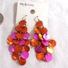 Style & Co Orgmul SH Disc Kite Dangle Pierced Earrings Orange and Purple (BD2)
