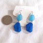 Dark Blue and Light Blue Stone Shaped Dangle Pierced Earrings (BD2)