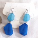 Dark Blue and Light Blue Stone Shaped Dangle Pierced Earrings (BD2) Dark Blue and Light Blue Stone Shaped Dangle Pierced Earrings (BD2)