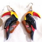 Light Wood Colorful Toucan Tropical Bird Hand Painted Pierced Earrings (BD2) Light Wood Colorful Toucan Tropical Bird Hand Painted Pierced Earrings (BD2)