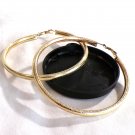 Gold Tone with Texture 3" diameter Hoop Pierced Earrings (BD2) Gold Tone with Texture 3" diameter Hoop Pierced Earrings (BD2)