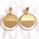 Gold Tone Hoop with a Solid Gold Circle Dangle Pierced Earrings marked RL (BD2)
