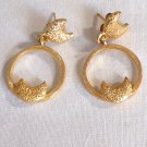 Gold Tone Moon with a Circle and a Moon Dangle Pierced Earrings (BD2) Gold Tone Moon with a Circle and a Moon Dangle Pierced Earrings (BD2)