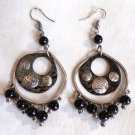 Silver and Black Bead Dangle Pierced Earrings - Looks like Planets in Orbit (BD2) Silver and Black Bead Dangle Pierced Earrings - Looks like Planets in Orbit (BD2)
