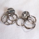 Silver Tone Circle / Round with 4 Dangle Circle Pierced Earrings (BD2)