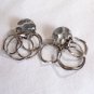 Silver Tone Circle / Round with 4 Dangle Circle Pierced Earrings (BD2)