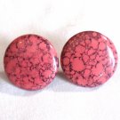 Pink and Black Button Style Round Pierced Earrings (BD2) Pink and Black Button Style Round Pierced Earrings (BD2)