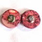 Pink and Black Button Style Round Pierced Earrings (BD2)