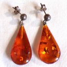 Acrylic Amber with Air Bubbles Tear Shaped Dangle Pierced Earrings (BD2) Acrylic Amber with Air Bubbles Tear Shaped Dangle Pierced Earrings (BD2)