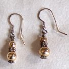 Gold Tone Bead / 2 Gold Tone Balls with a Double Ball Bead Between Dangle Pierced Earrings (BD2) Gold Tone Bead / 2 Gold Tone Balls with a Double Ball Bead Between Dangle Pierced Earrings (BD2)