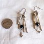 Silver with Black Bead Windchime Style Pierced Earrings (BD2)