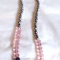 Ali Khan Gray Pink Graduating Crystal Beads Necklace 24" (BD1)