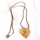 Gold Tone Heart with a Red Stone Center Necklace 18" (BD1) Gold Tone Heart with a Red Stone Center Necklace 18" (BD1)