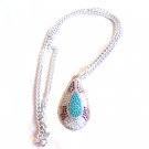Sarah Coventry Pendant Necklace Silver Shangri-La Turquoise With Purple & Clear Stones 27" (BD1) Sarah Coventry Pendant Necklace Silver Shangri-La Turquoise With Purple & Clear Stones 27" (BD1)
