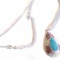 Sarah Coventry Pendant Necklace Silver Shangri-La Turquoise With Purple & Clear Stones 27" (BD1)