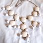 Off White and White Round Bead Necklace 28" (BD1)