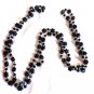 Square Black Bead, Round Black Bead, White Disc Bead No Clasp Necklace 27" (BD1)