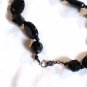 Large Black Bead Round, Rectangle, Circle, Oval Facet Cut Shapes Necklace 39" (BD1)