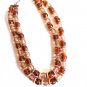 Amber / Root Beer Color and Light Brown Barrel Shaped Beads with Bronze Color Beads (BD1)