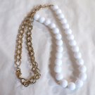 Large White Beads with Gold Tone Chain Style Necklace (BD1) Large White Beads with Gold Tone Chain Style Necklace (BD1)