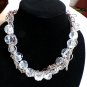 VCLM Large Clear Crystal with multiple Strand Silver Chain Intertwined 18" (BD1)