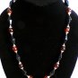 Black Triangle Bead with Amber Beads Necklace (BD2)
