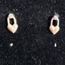 Tiny Look Like a Safety Pin, Clear Stone, Heart Shape Silver Tone Pierced Earrings (BD2)