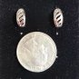 Small Silver Tone with a Leaf Style Pattern Pierced Earrings (BD2)
