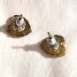 Tiny Heart Gold Trim with Dark Color Stone Pierced Earrings (BD2)