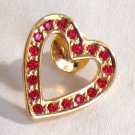 Avon Red Rhinestone Heart Gold Tone Lapel Pin (J1) Avon Red Rhinestone Heart Gold Tone Lapel Pin (J1)