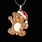 Wallace Silversmiths Christmas Cookie Collection Teddy Bear Enameled Gold Tone Necklace (BD3)