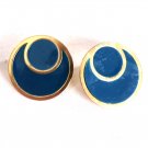 Gold and Blue Round Pierced Earrings (BD2)