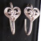 Silver Twisted Rope Textured with Heart Pierced Earrings (BD2) Silver Twisted Rope Textured with Heart Pierced Earrings (BD2)