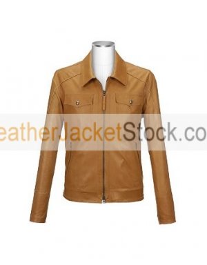 Men's Brown Two-Pocket Zip Genuine Biker Leather Jacket