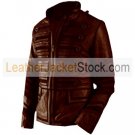 Military Men Brown Biker Leather Jacket