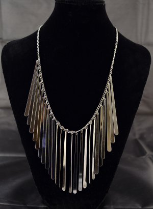 Burnished Silver Colour Multi Drop Necklace