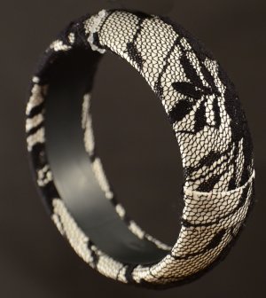 Image Black Lace Covered Acrylic Bracelet
