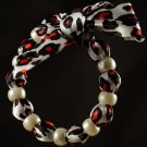 Funky Red White & Black Cloth Covered Bracelet