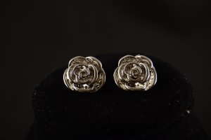 Image Silver Colour Flower Stud Earrings