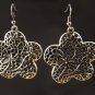 Image Silver Colour Fret Work Flower Earrings