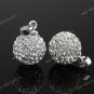 1X Fashion CZECH Crystal 925 Silver Disco Ball Pendant Fit Charm Nacklace 10MM