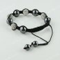 MACRAME ADJUSTABLE COLORFUL CZECH CRYSTAL DISCO BALL HEMATITE EUROPEAN BRACELET