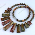 PICASSO JASPER PENDANT BEADS GEMSTONE 18"L NECKLACE NEW