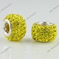 Yellow Czech Crystal 925 Silver Square Charm Beads