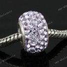 VIOLET  CRYSTAL 925 SILVER CHARM EUROPEAN BEAD FIT BRACELET 1PC